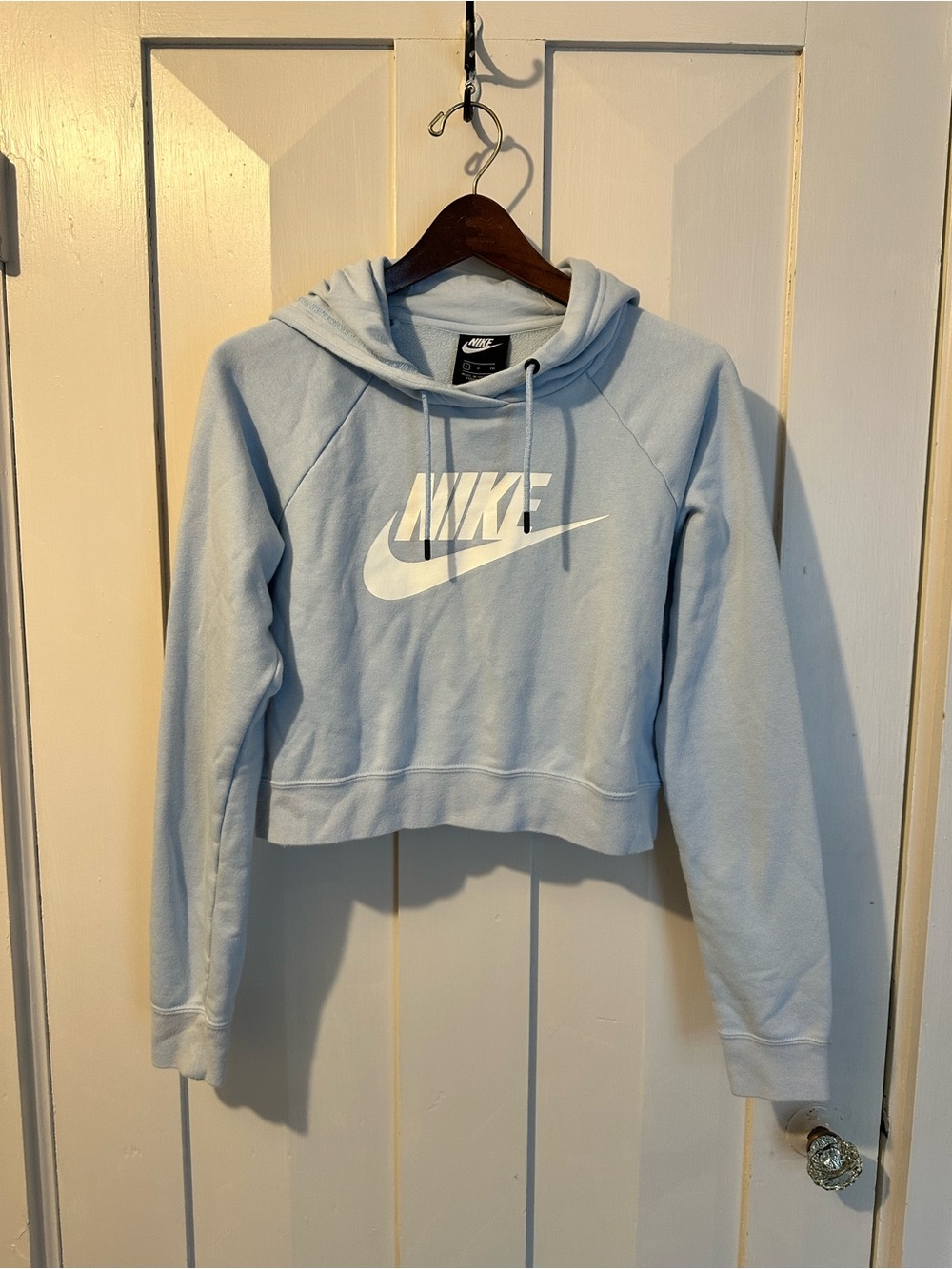 Nike Women's Pale Blue Cropped Logo Hoodie